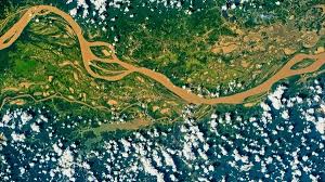 Satellite view of Belém and Amazon River delta